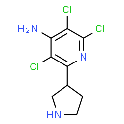 ChemSpider 2D Image | 2,3,5-Trichloro-6-(3-pyrrolidinyl)-4-pyridinamine | C9H10Cl3N3