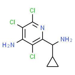 ChemSpider 2D Image | 2-[Amino(cyclopropyl)methyl]-3,5,6-trichloro-4-pyridinamine | C9H10Cl3N3