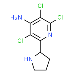 ChemSpider 2D Image | 2,3,5-Trichloro-6-(2-pyrrolidinyl)-4-pyridinamine | C9H10Cl3N3