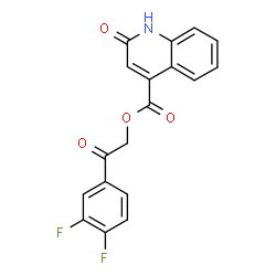 ChemSpider 2D Image | 2-(3,4-Difluorophenyl)-2-oxoethyl 2-oxo-1,2-dihydro-4-quinolinecarboxylate | C18H11F2NO4
