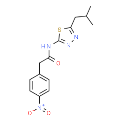 ChemSpider 2D Image | N-(5-Isobutyl-1,3,4-thiadiazol-2-yl)-2-(4-nitrophenyl)acetamide | C14H16N4O3S