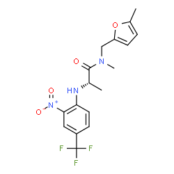 ChemSpider 2D Image | N-Methyl-N-[(5-methyl-2-furyl)methyl]-N~2~-[2-nitro-4-(trifluoromethyl)phenyl]-L-alaninamide | C17H18F3N3O4