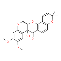 ChemSpider 2D Image | (7aR,13aS)-7a-Hydroxy-9,10-dimethoxy-3,3-dimethyl-13,13a-dihydro-3H-chromeno[3,4-b]pyrano[2,3-h]chromen-7(7aH)-one | C23H22O7