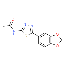 ChemSpider 2D Image | N-[5-(1,3-Benzodioxol-5-yl)-1,3,4-thiadiazol-2-yl]acetamide | C11H9N3O3S