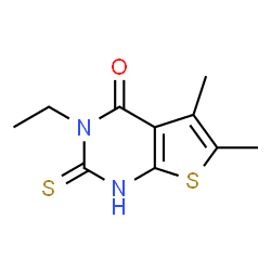 ChemSpider 2D Image | 3-ethyl-2-mercapto-5,6-dimethylthieno[2,3-d]pyrimidin-4(3H)-one | C10H12N2OS2