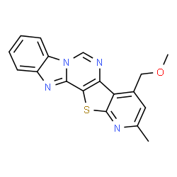 ChemSpider 2D Image | 4-(Methoxymethyl)-2-methylpyrido[3'',2'':4',5']thieno[3',2':4,5]pyrimido[1,6-a]benzimidazole | C18H14N4OS