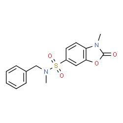 ChemSpider 2D Image | N-Benzyl-N,3-dimethyl-2-oxo-2,3-dihydro-1,3-benzoxazole-6-sulfonamide | C16H16N2O4S
