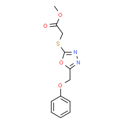 ChemSpider 2D Image | Methyl {[5-(phenoxymethyl)-1,3,4-oxadiazol-2-yl]sulfanyl}acetate | C12H12N2O4S