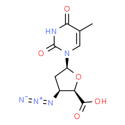 ChemSpider 2D Image | 1-(3-Azido-2,3-dideoxy-beta-L-threo-pentofuranuronosyl)-5-methyl-2,4(1H,3H)-pyrimidinedione | C10H11N5O5
