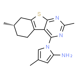 ChemSpider 2D Image | 1-[(7S)-2,7-Dimethyl-5,6,7,8-tetrahydro[1]benzothieno[2,3-d]pyrimidin-4-yl]-4-methyl-1H-pyrrol-2-amine | C17H20N4S