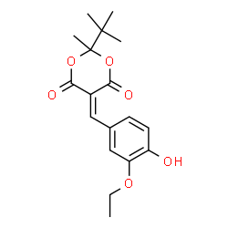 ChemSpider 2D Image | 5-(3-Ethoxy-4-hydroxybenzylidene)-2-methyl-2-(2-methyl-2-propanyl)-1,3-dioxane-4,6-dione | C18H22O6