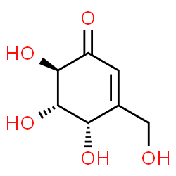 ChemSpider 2D Image | (4S,5S,6R)-4,5,6-Trihydroxy-3-(hydroxymethyl)-2-cyclohexen-1-one | C7H10O5