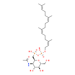 ChemSpider 2D Image | (1S)-2-Acetamido-1,5-anhydro-2-deoxy-1-({hydroxy[(hydroxy{[(2Z,6Z,10Z)-3,7,11,15-tetramethyl-2,6,10,14-hexadecatetraen-1-yl]oxy}phosphoryl)oxy]phosphoryl}methyl)-D-glucitol | C29H51NO11P2