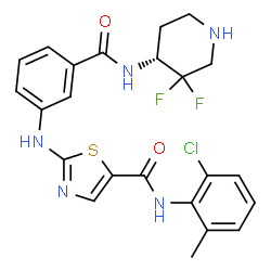 ChemSpider 2D Image | N-(2-Chloro-6-methylphenyl)-2-[(3-{[(4R)-3,3-difluoro-4-piperidinyl]carbamoyl}phenyl)amino]-1,3-thiazole-5-carboxamide | C23H22ClF2N5O2S