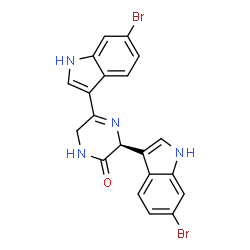 ChemSpider 2D Image | (3S)-3,5-Bis(6-bromo-1H-indol-3-yl)-3,6-dihydro-2(1H)-pyrazinone | C20H14Br2N4O