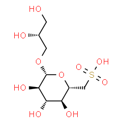 ChemSpider 2D Image | (2R)-2,3-Dihydroxypropyl 6-deoxy-6-sulfo-beta-D-glucopyranoside | C9H18O10S
