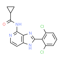 ChemSpider 2D Image | N-[2-(2,6-Dichlorophenyl)-1H-imidazo[4,5-c]pyridin-4-yl]cyclopropanecarboxamide | C16H12Cl2N4O