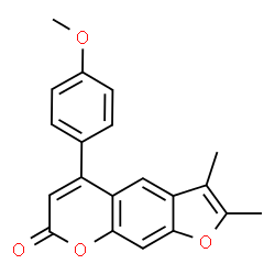 ChemSpider 2D Image | 5-(4-Methoxyphenyl)-2,3-dimethyl-7H-furo[3,2-g]chromen-7-one | C20H16O4