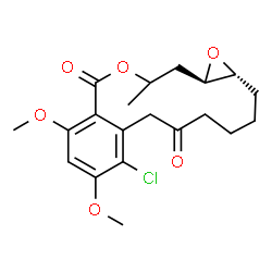 ChemSpider 2D Image | (1aR,15aR)-8-Chloro-9,11-dimethoxy-14-methyl-1a,4,5,14,15,15a-hexahydro-2H-oxireno[e][2]benzoxacyclotetradecine-6,12(3H,7H)-dione | C20H25ClO6
