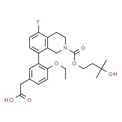 ChemSpider 2D Image | (4-Ethoxy-3-{5-fluoro-2-[(3-hydroxy-3-methylbutoxy)carbonyl]-1,2,3,4-tetrahydro-8-isoquinolinyl}phenyl)acetic acid | C25H30FNO6