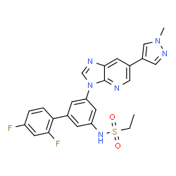 ChemSpider 2D Image | N-{2',4'-Difluoro-5-[6-(1-methyl-1H-pyrazol-4-yl)-3H-imidazo[4,5-b]pyridin-3-yl]-3-biphenylyl}ethanesulfonamide | C24H20F2N6O2S