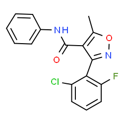 ChemSpider 2D Image | 3-(2-Chloro-6-fluorophenyl)-5-methyl-N-phenyl-1,2-oxazole-4-carboxamide | C17H12ClFN2O2