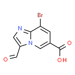 ChemSpider 2D Image | 8-Bromo-3-formylimidazo[1,2-a]pyridine-6-carboxylic acid | C9H5BrN2O3