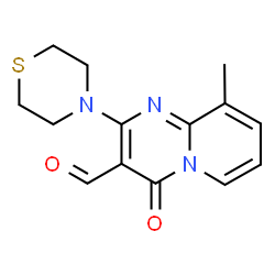 ChemSpider 2D Image | 9-Methyl-4-oxo-2-(4-thiomorpholinyl)-4H-pyrido[1,2-a]pyrimidine-3-carbaldehyde | C14H15N3O2S