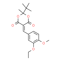 ChemSpider 2D Image | 5-(3-Ethoxy-4-methoxybenzylidene)-2-methyl-2-(2-methyl-2-propanyl)-1,3-dioxane-4,6-dione | C19H24O6