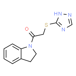 ChemSpider 2D Image | Ethanone, 1-(2,3-dihydro-1H-indol-1-yl)-2-(4H-1,2,4-triazol-3-ylthio)- | C12H12N4OS