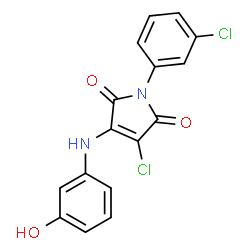 ChemSpider 2D Image | 3-Chloro-1-(3-chlorophenyl)-4-[(3-hydroxyphenyl)amino]-1H-pyrrole-2,5-dione | C16H10Cl2N2O3
