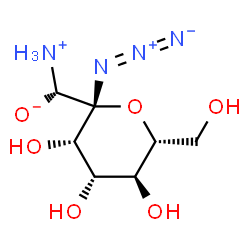 ChemSpider 2D Image | (S)-Ammonio[(2R,3S,4S,5S,6R)-2-azido-3,4,5-trihydroxy-6-(hydroxymethyl)tetrahydro-2H-pyran-2-yl]methanolate (non-preferred name) | C7H14N4O6