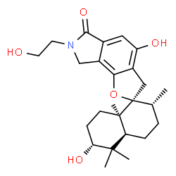 ChemSpider 2D Image | (2S,2'R,4a'S,6'R,8a'R)-4,6'-Dihydroxy-7-(2-hydroxyethyl)-2',5',5',8a'-tetramethyl-3',4',4a',5',6',7,7',8,8',8a'-decahydro-2'H-spiro[furo[2,3-e]isoindole-2,1'-naphthalen]-6(3H)-one | C25H35NO5