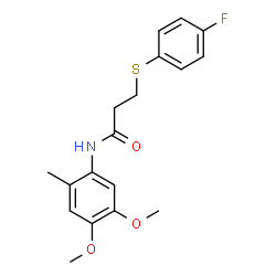 ChemSpider 2D Image | N-(4,5-Dimethoxy-2-methylphenyl)-3-[(4-fluorophenyl)sulfanyl]propanamide | C18H20FNO3S