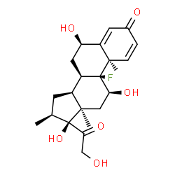 ChemSpider 2D Image | (6beta,8alpha,9beta,10alpha,11beta,13alpha,16beta)-9-Fluoro-6,11,17,21-tetrahydroxy-16-methylpregna-1,4-diene-3,20-dione | C22H29FO6