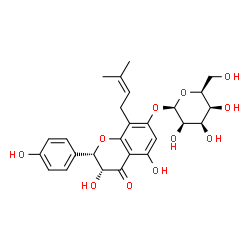 ChemSpider 2D Image | (2S,3R)-3,5-Dihydroxy-2-(4-hydroxyphenyl)-8-(3-methyl-2-buten-1-yl)-4-oxo-3,4-dihydro-2H-chromen-7-yl beta-L-talopyranoside | C26H30O11