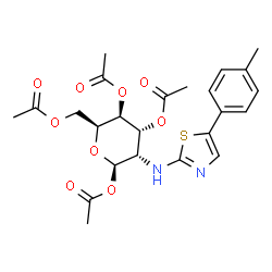 ChemSpider 2D Image | 1,3,4,6-Tetra-O-acetyl-2-deoxy-2-{[5-(4-methylphenyl)-1,3-thiazol-2-yl]amino}-beta-L-gulopyranose | C24H28N2O9S