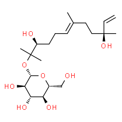 ChemSpider 2D Image | (3S,6E,10S)-3,10-Dihydroxy-2,7,10-trimethyl-6,11-dodecadien-2-yl beta-D-glucopyranoside | C21H38O8