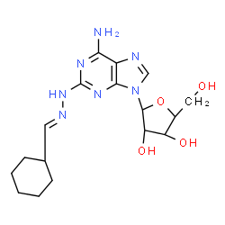 ChemSpider 2D Image | 2-[(2E)-2-(Cyclohexylmethylene)hydrazino]-9-(alpha-D-ribofuranosyl)-9H-purin-6-amine | C17H25N7O4