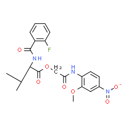 ChemSpider 2D Image | 2-[(2-Methoxy-4-nitrophenyl)amino]-2-oxoethyl N-(2-fluorobenzoyl)-L-valinate | C21H22FN3O7