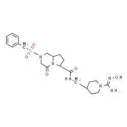 ChemSpider 2D Image | (6R,8aS)-2-(Benzylsulfonyl)-N-{[1-(N'-hydroxycarbamimidoyl)-4-piperidinyl]methyl}-4-oxooctahydropyrrolo[1,2-a]pyrazine-6-carboxamide | C22H32N6O5S