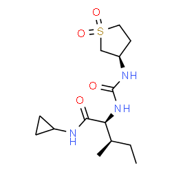 ChemSpider 2D Image | N-Cyclopropyl-N~2~-{[(3R)-1,1-dioxidotetrahydro-3-thiophenyl]carbamoyl}-L-alloisoleucinamide | C14H25N3O4S