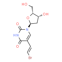 ChemSpider 2D Image | 5-[(E)-2-Bromovinyl]-1-(2-deoxy-alpha-D-threo-pentofuranosyl)-2,4(1H,3H)-pyrimidinedione | C11H13BrN2O5