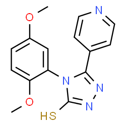 ChemSpider 2D Image | 4H-1,2,4-Triazole-3-thiol, 4-(2,5-dimethoxyphenyl)-5-(4-pyridinyl)- | C15H14N4O2S