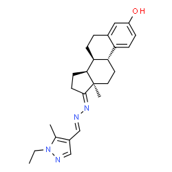ChemSpider 2D Image | (8alpha,9beta,13alpha,17E)-17-{(2E)-[(1-Ethyl-5-methyl-1H-pyrazol-4-yl)methylene]hydrazono}estra-1(10),2,4-trien-3-ol | C25H32N4O