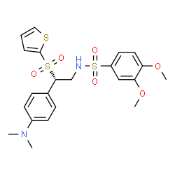 ChemSpider 2D Image | N-[(2S)-2-[4-(Dimethylamino)phenyl]-2-(2-thienylsulfonyl)ethyl]-3,4-dimethoxybenzenesulfonamide | C22H26N2O6S3
