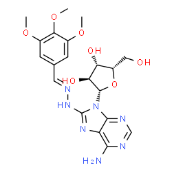 ChemSpider 2D Image | 8-[(2E)-2-(3,4,5-Trimethoxybenzylidene)hydrazino]-9-(beta-L-xylofuranosyl)-9H-purin-6-amine | C20H25N7O7