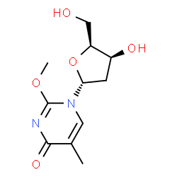 ChemSpider 2D Image | 1-(2-Deoxy-alpha-L-threo-pentofuranosyl)-2-methoxy-5-methyl-4(1H)-pyrimidinone | C11H16N2O5