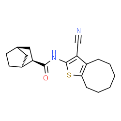 ChemSpider 2D Image | (1S,2R,4R)-N-(3-Cyano-4,5,6,7,8,9-hexahydrocycloocta[b]thiophen-2-yl)bicyclo[2.2.1]heptane-2-carboxamide | C19H24N2OS