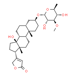 ChemSpider 2D Image | (3beta,5beta,9beta)-3-[(6-Deoxy-3-O-methyl-alpha-L-glucopyranosyl)oxy]-14-hydroxycard-20(22)-enolide | C30H46O8